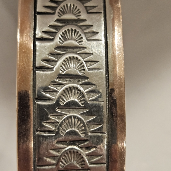 Navajo Sterling, Copper Cuff Bracelet Hand Made By Wylie Secatero - Picture 8 of 8